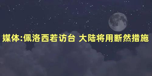 媒体:佩洛西若访台 大陆将用断然措施